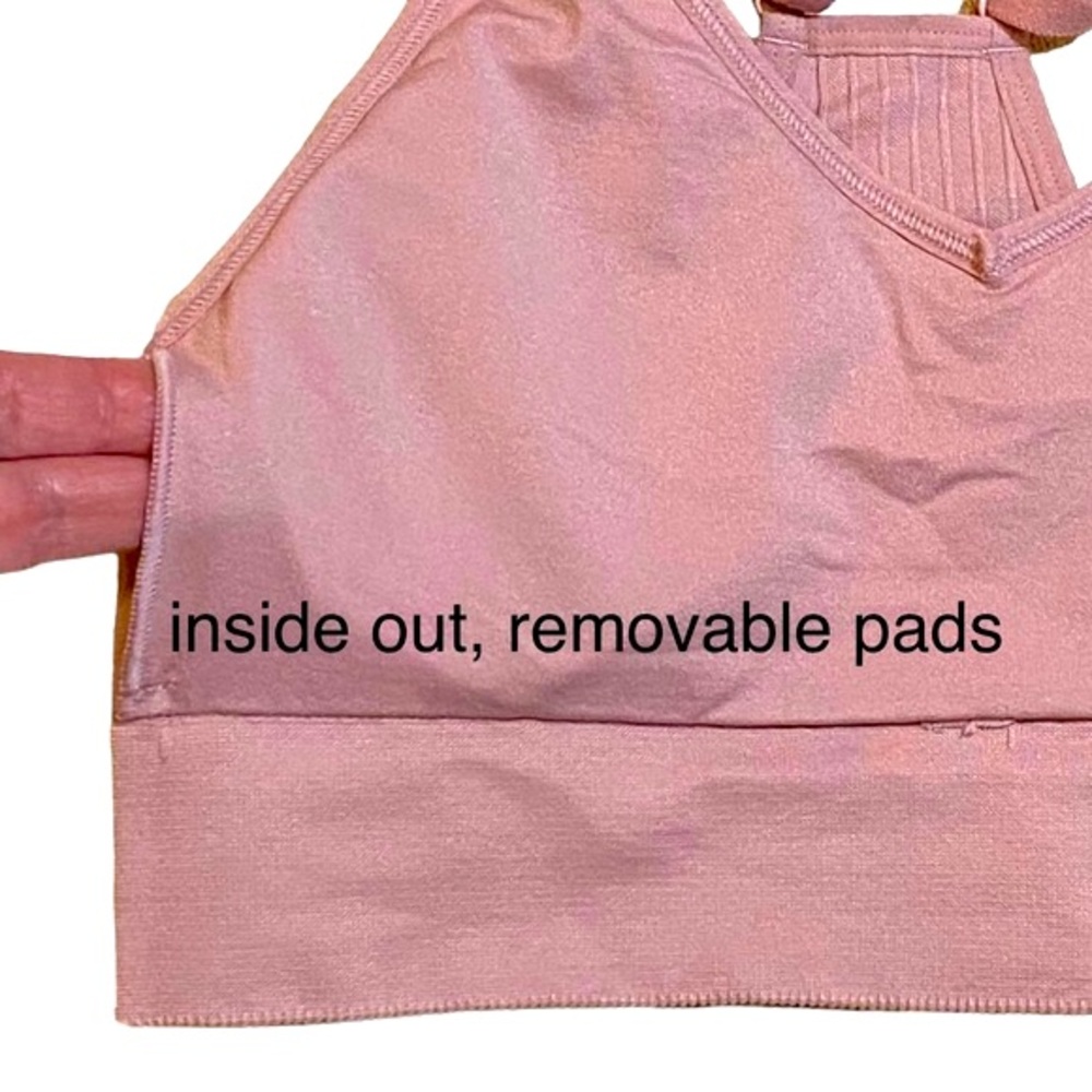 VICTORIAS SECRET PINK SEAMLESS LINED SPORTS BRA RACERBACK PINK S - Picture 11 of 11